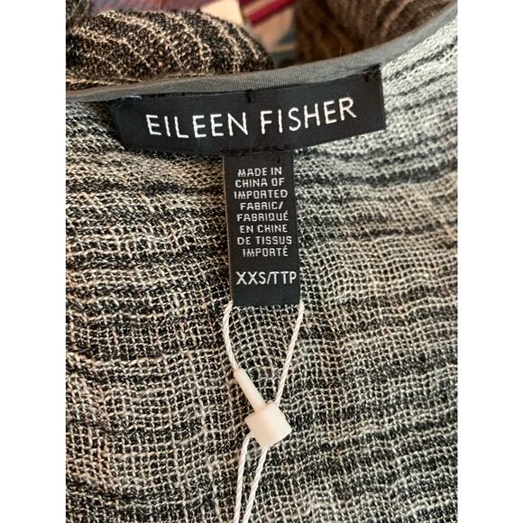 Eileen Fisher black linen open kimono jacket size XXS - Picture 3 of 9